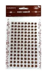 Stiker z 112 samoprzylepnymi kryształkami wielkości 8 mm. Rodzaj : Kwiaty bursztynowe . Kod towaru : NT-KK 75 Stiker z 112 samoprzylepnymi kryształkami wielkości 8 mm. Rodzaj : Kwiaty bursztynowe . Kod towaru : NT-KK 75